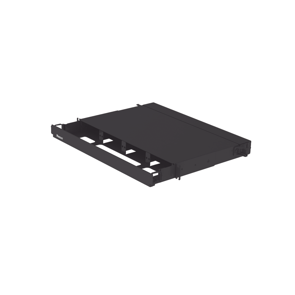 PANEL DE DISTRIBUCIÓN DE FIBRA ÓPTICA, ACEPTA 4 PLACAS FAP O FMP, BANDEJA DESLIZABLE, HASTA 96 FIBRAS, COLOR NEGRO, 1UR